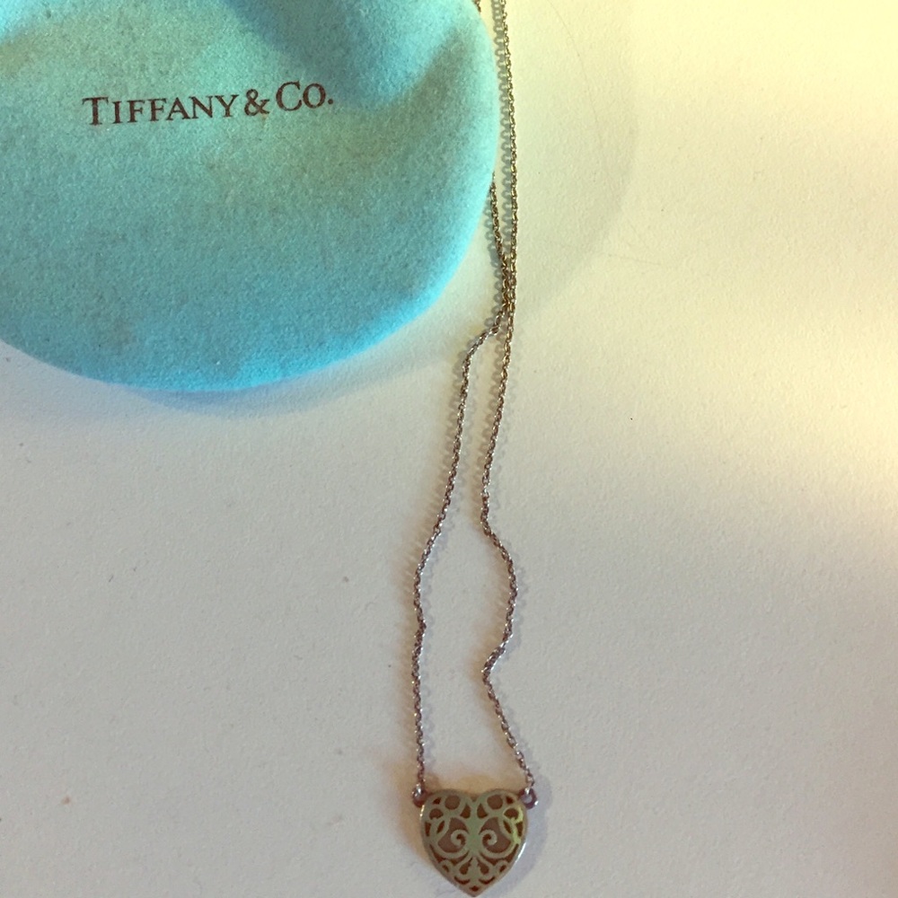 Silver Tiffany and co heart necklace